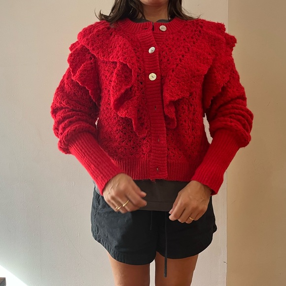 Farm Rio Red Ruffle Cardigan - Picture 9 of 12